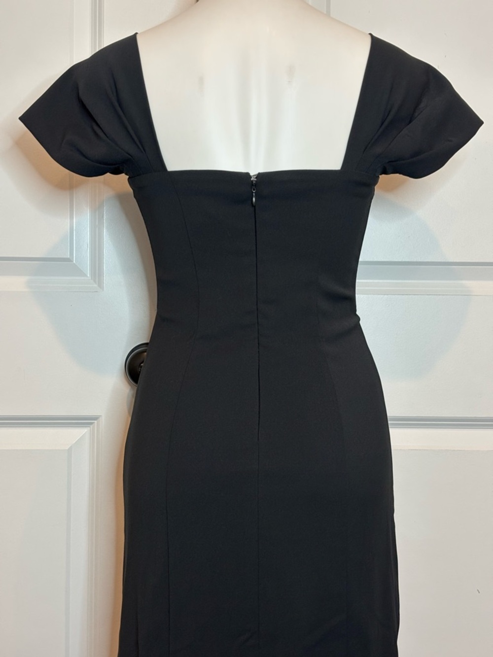NWT Abercrombie & Fitch Black Off Shoulder Sweetheart Midi Sheath Dress S - Picture 7 of 11